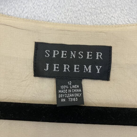 Spenser Jeremy Linen Wrap Dress Womens 12 Floral Sleeveless Knee Length Neutral - Picture 5 of 12